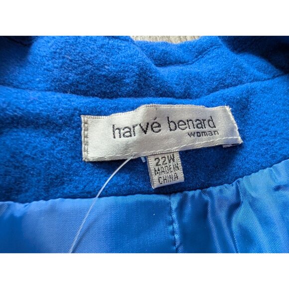 Harvé Benard Womens Blue Wool Blazer 22W Made In Italy Lined Classic Design NWT - Picture 3 of 8